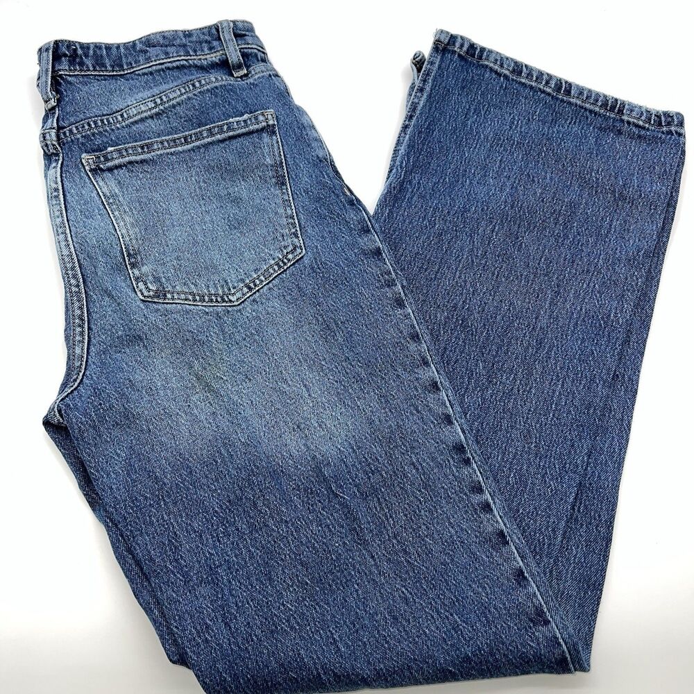 Forever 21 High Rise Vinted Flare Womens Med Wash Blue Stretch Denim Jeans-27X32